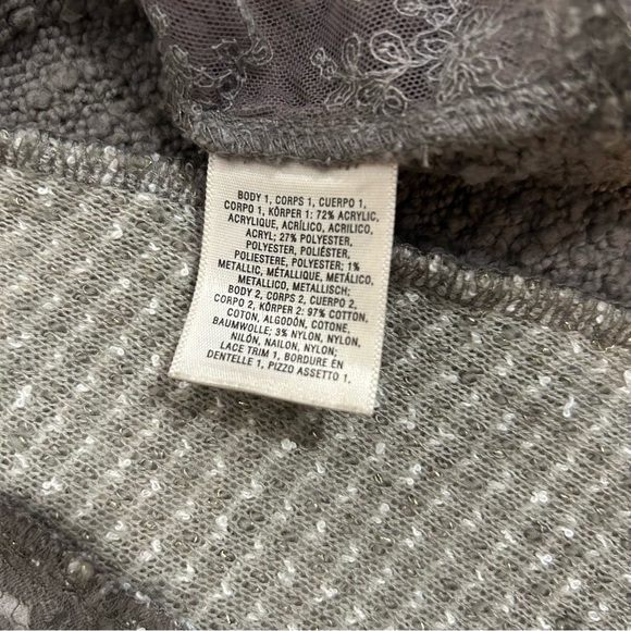 Anthropologie Angel Of The North Lace Inset Mixed Media Striped Sweater Size M - Picture 11 of 13